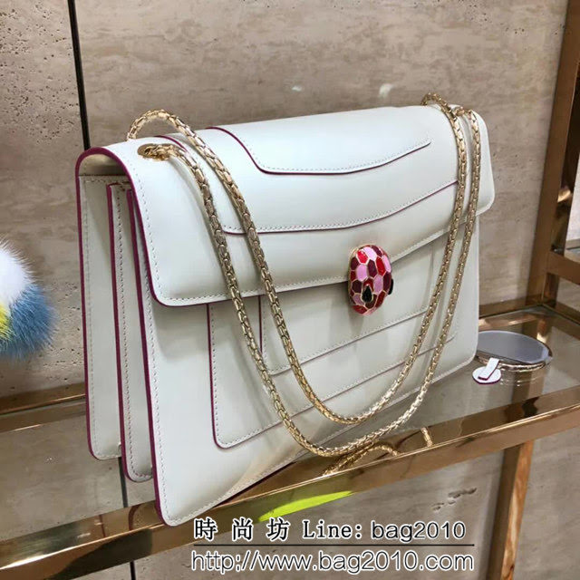 BVLGARI寶格麗 原單品質 最新款蛇頭扣環 奶白色 時尚手提肩背包 35106 FYD1298